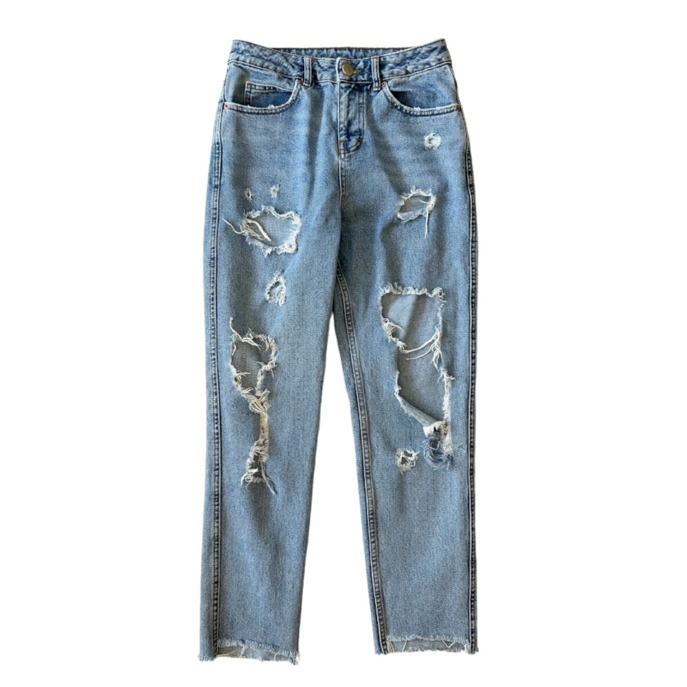Asos High Rise Step Cut out Destroyed Jeans